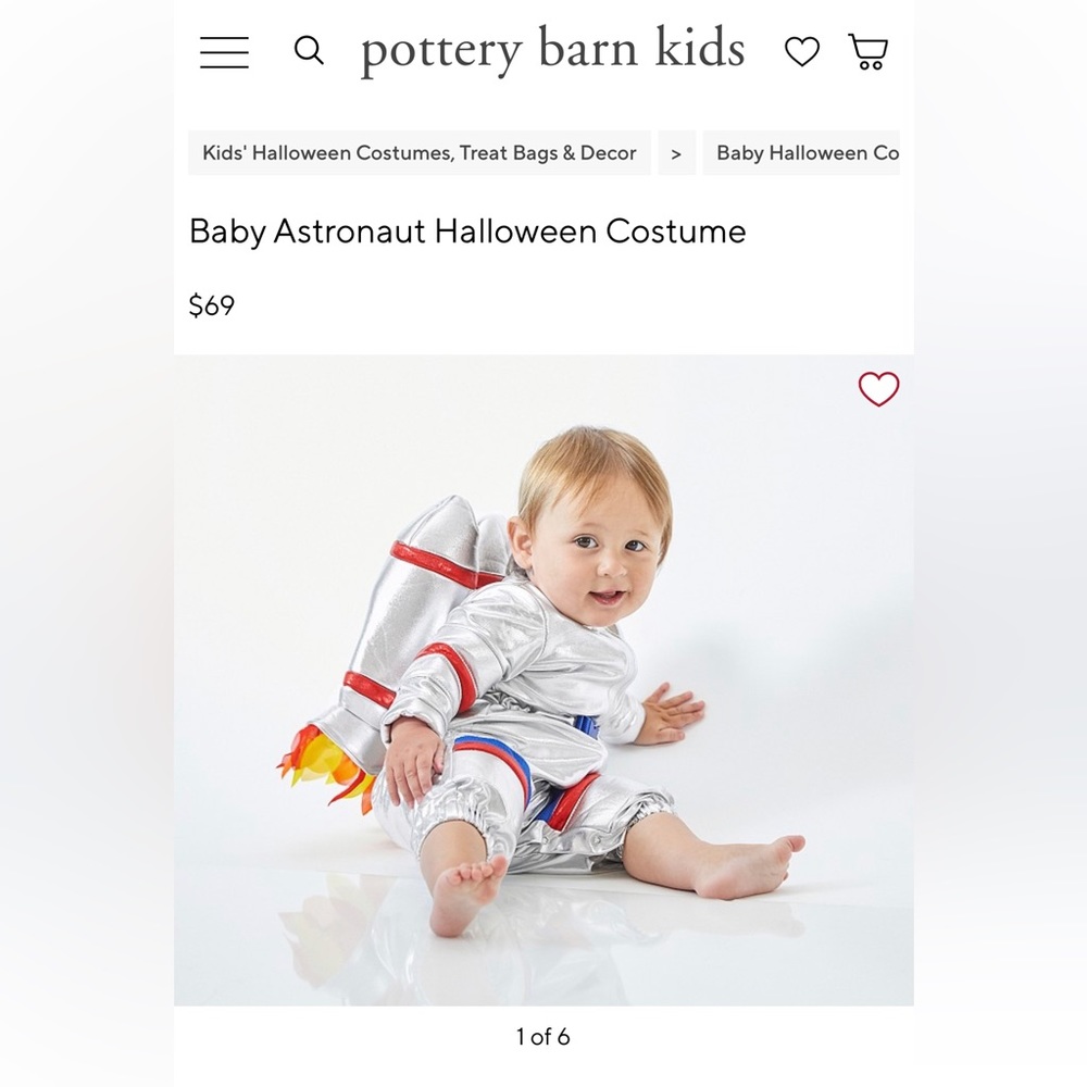 Pottery Barn Kids Astronaut Costume. Worn once. Size 12-24 months